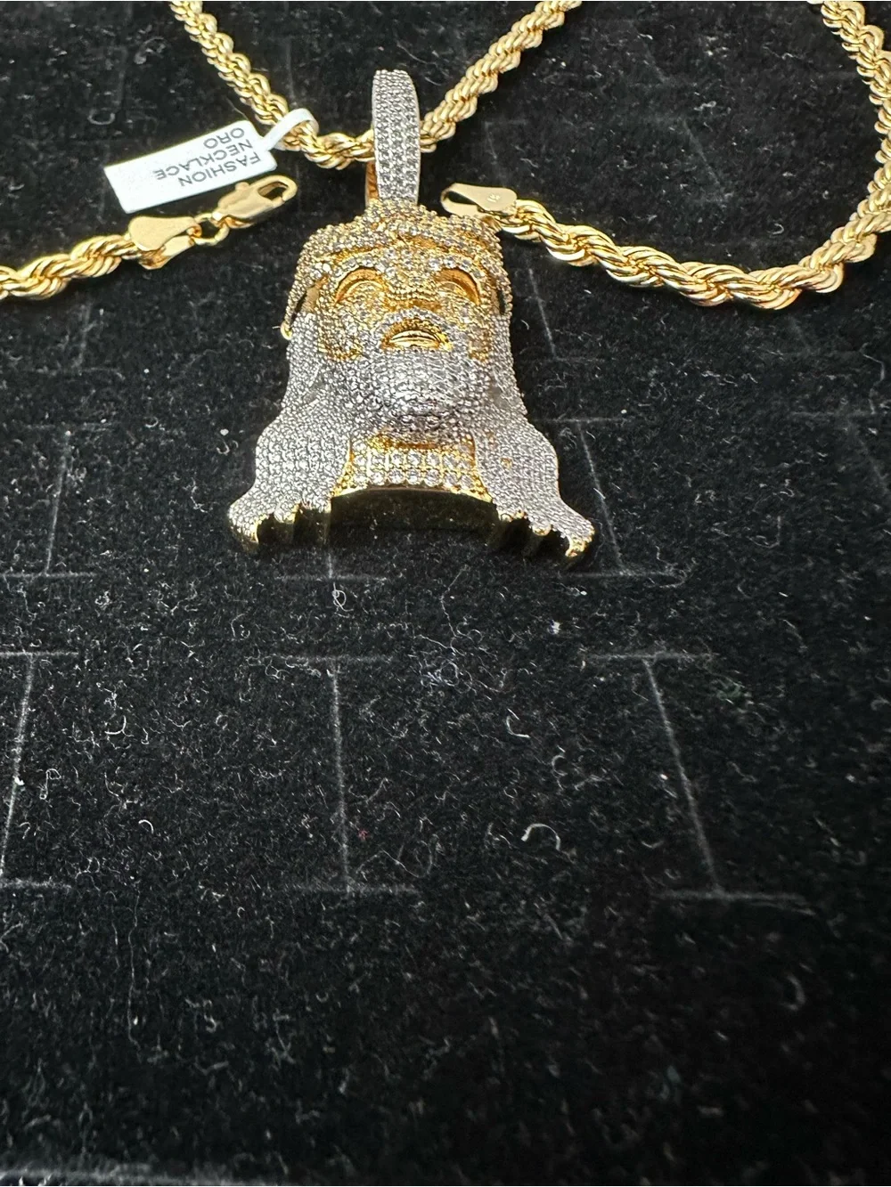New Gold plated Jesus Head Pendant charm with new gold plated necklace chain